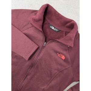 The North Face Burgundy Fleece Jacket Womens M Full Zip Logo Embroidered